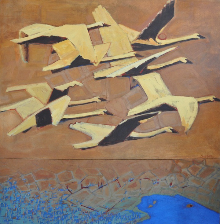 Swan Pod, acrylic on canvas, 53” x 54”